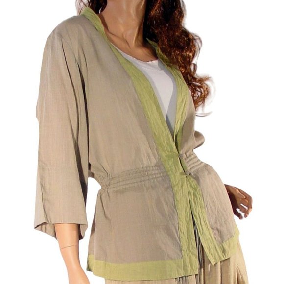 CITRON Santa Monica Lightweight Linen-Look Kimono Jacket M - Picture 2 of 12